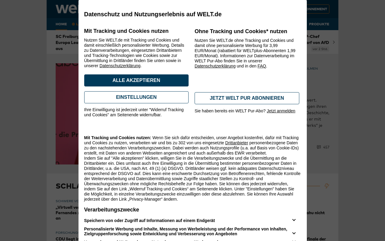 Screenshot von welt.de