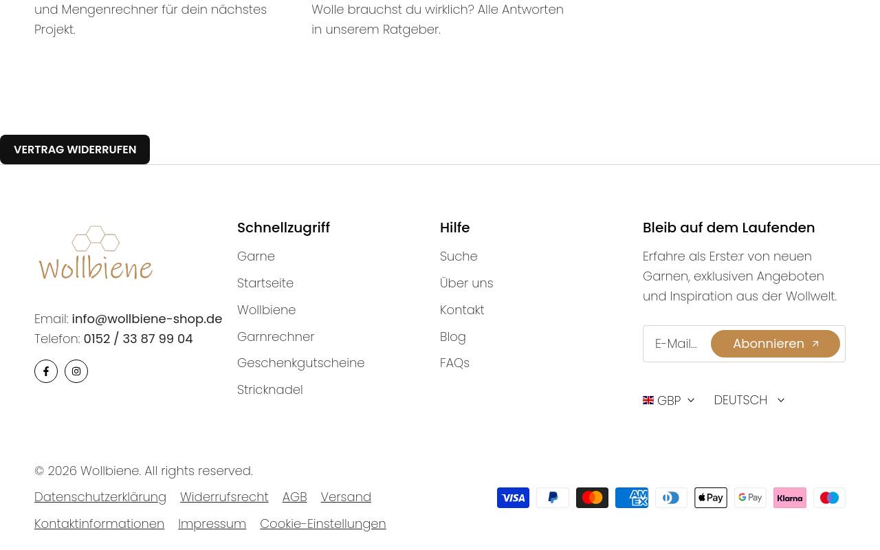 Screenshot von wollbiene-shop.de