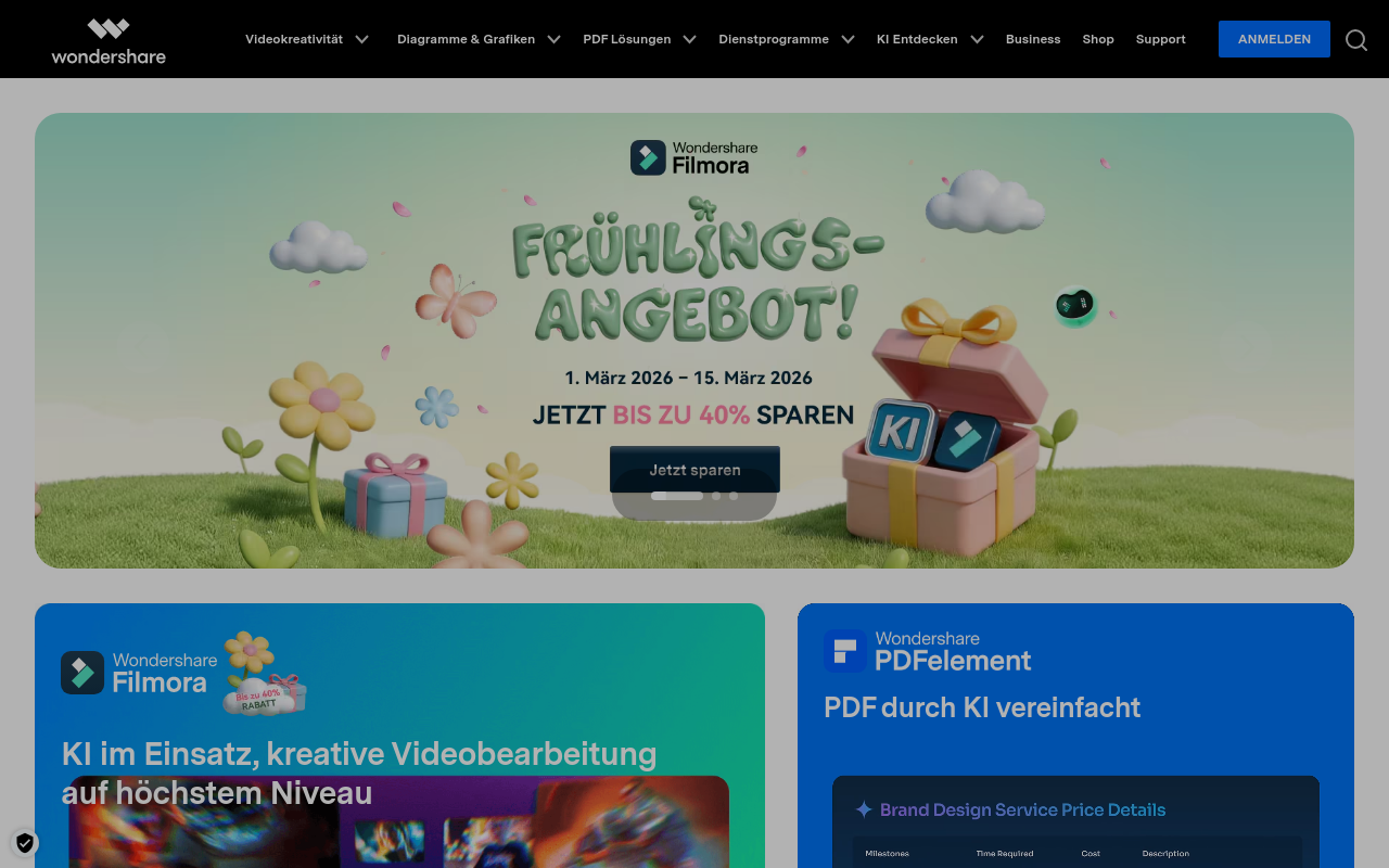 Screenshot von wondershare.de