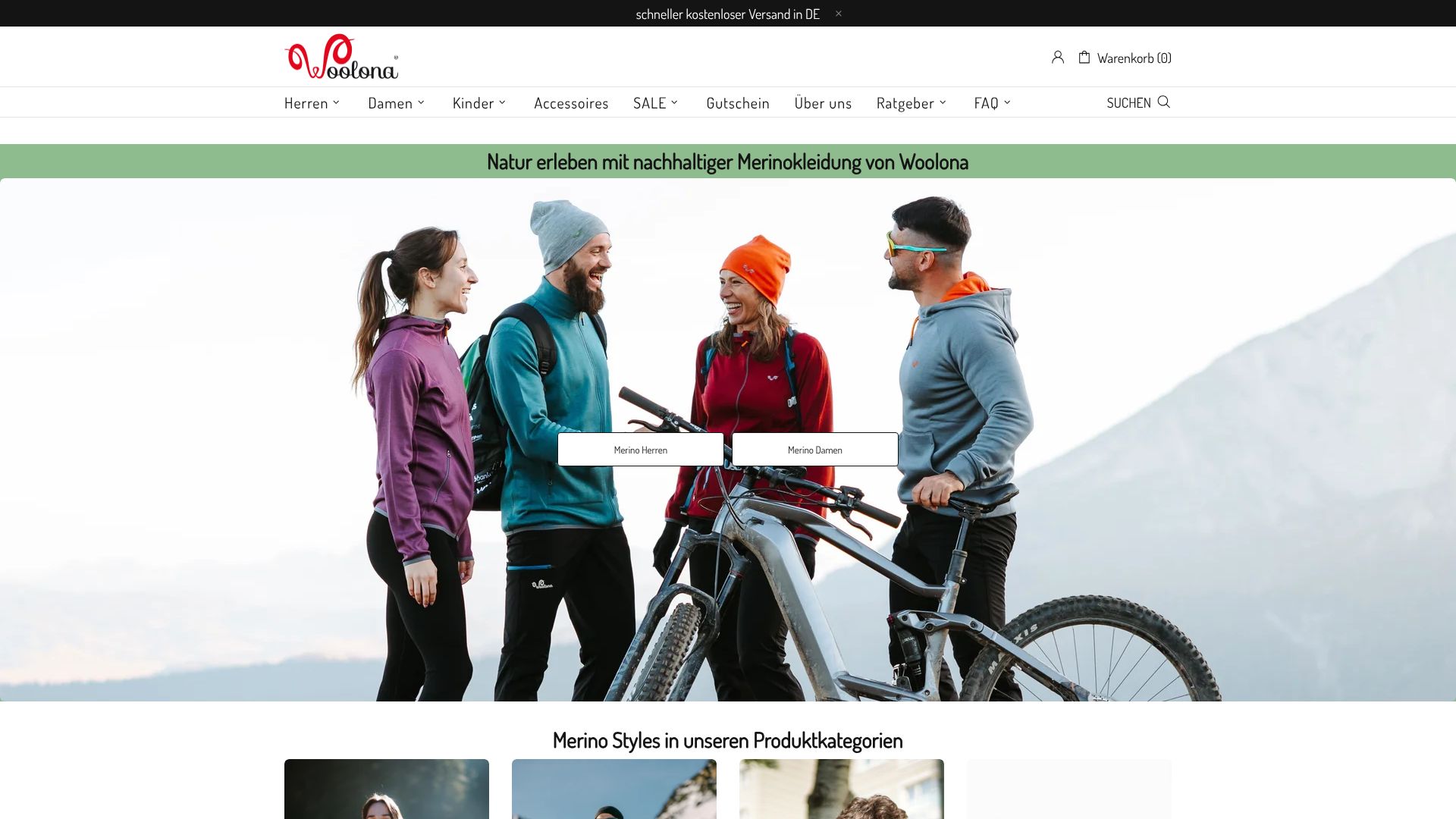 Screenshot von woolona.de