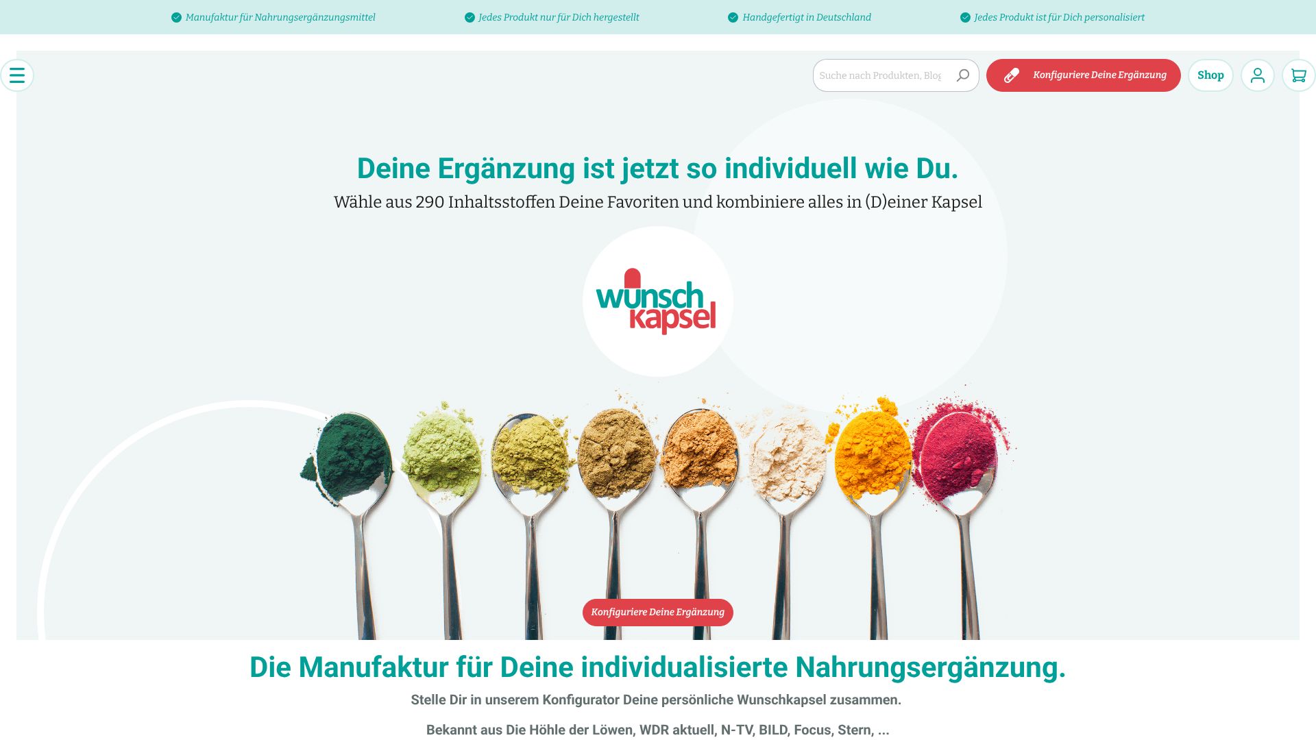 Screenshot von wunschkapsel.de