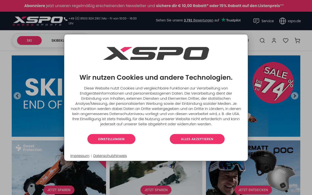 Screenshot von xspo.de