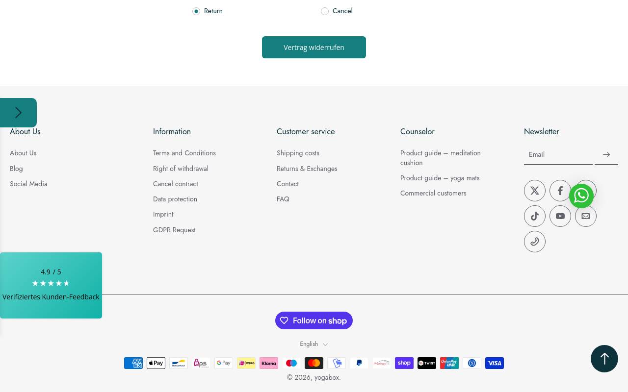 Screenshot von Yogabox.de