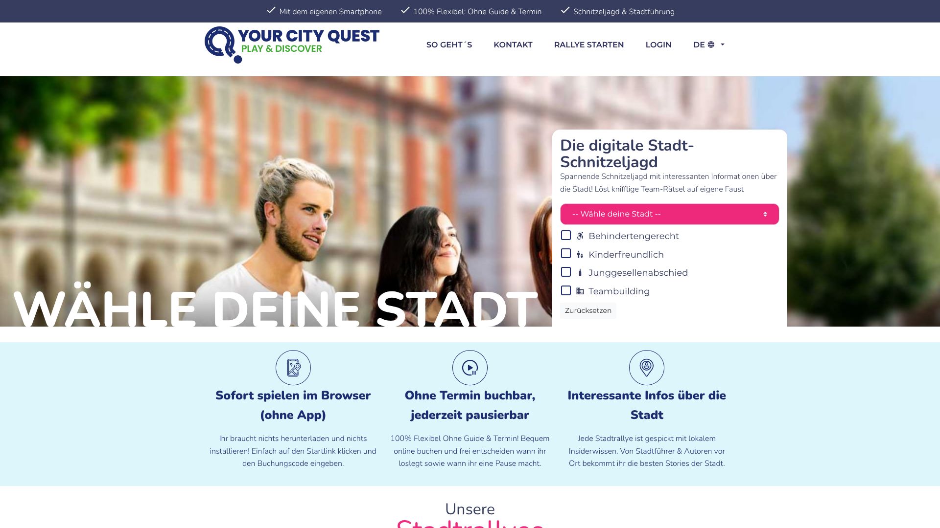 Screenshot von yourcityquest.de