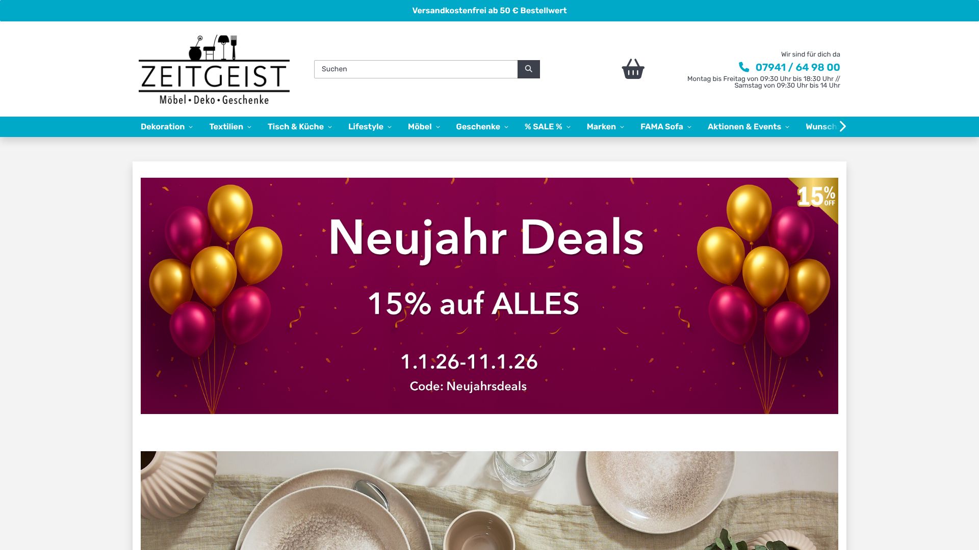 Screenshot von Zeitgeist Shop