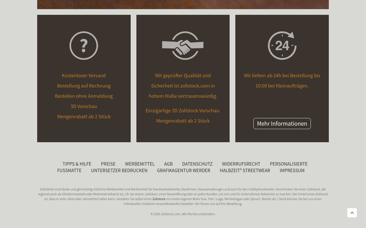 Screenshot von zollstock.com