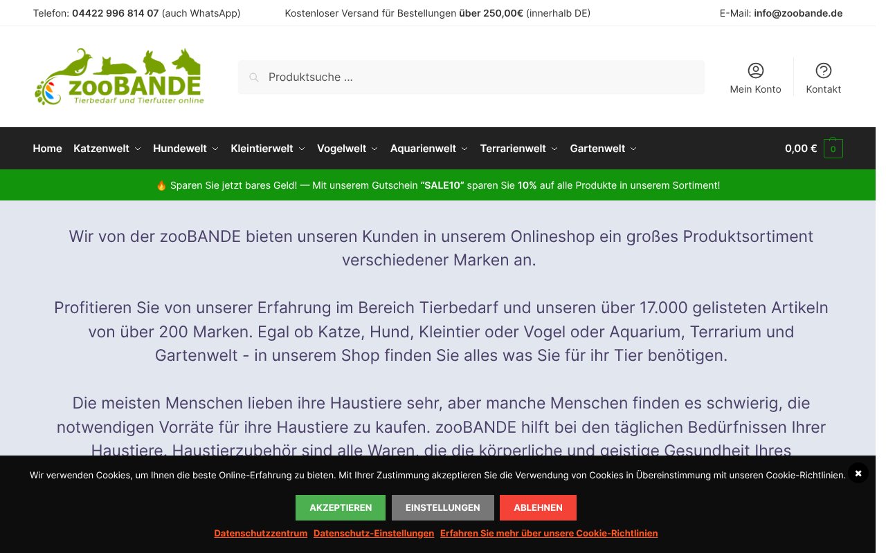 Screenshot von zoobande.de