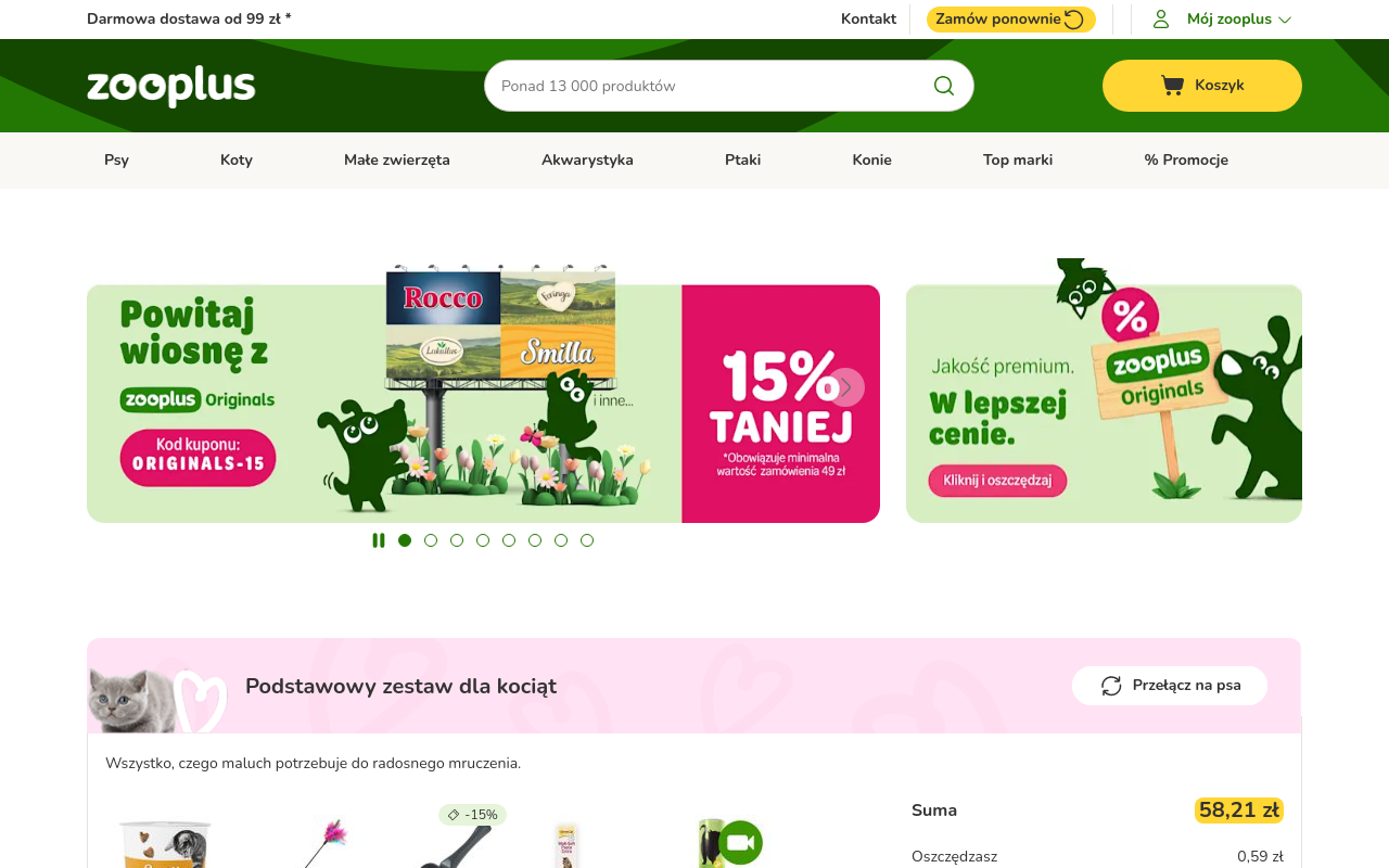 Screenshot von zooplus.pl