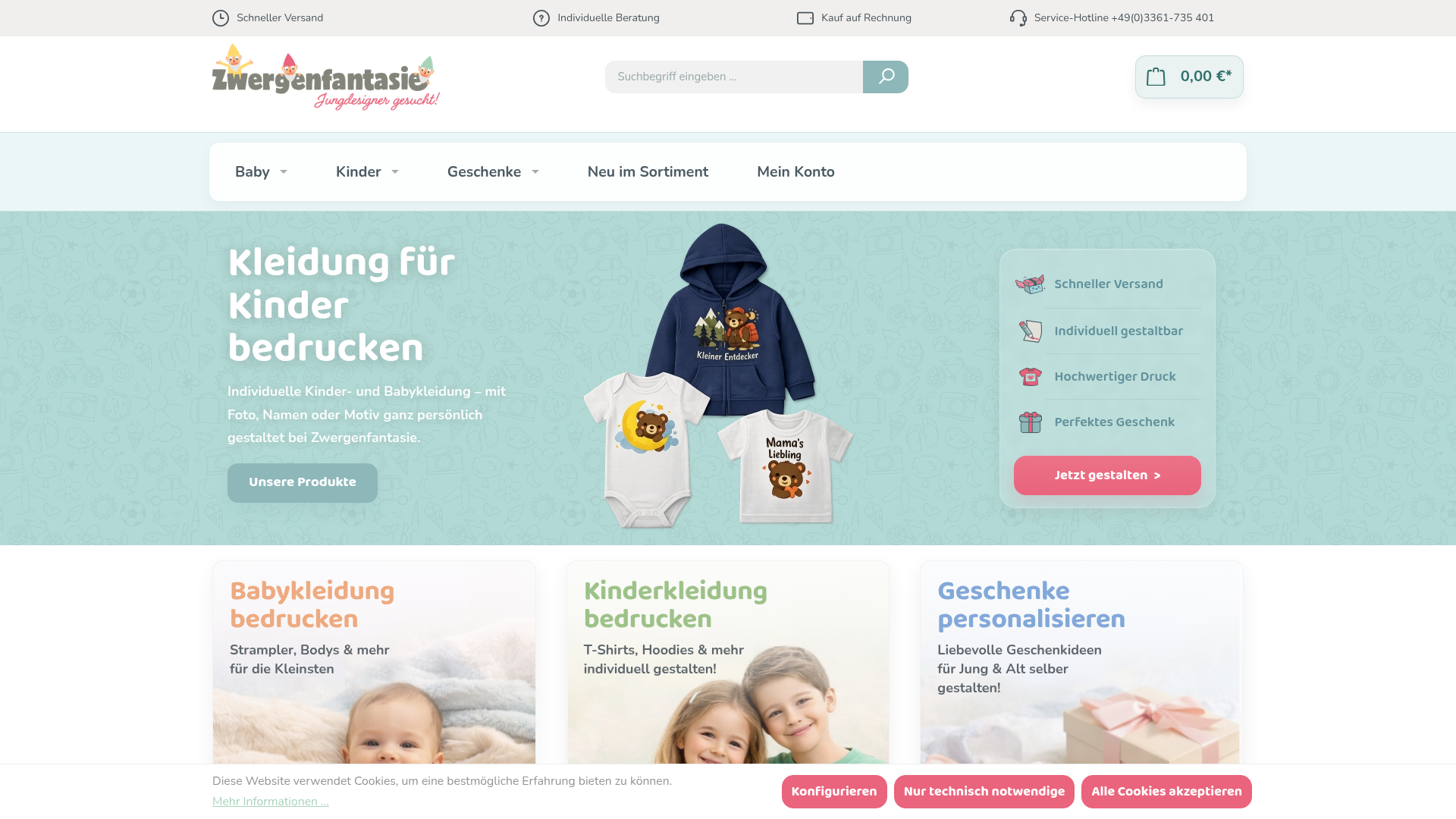 Screenshot von zwergenfantasie.de